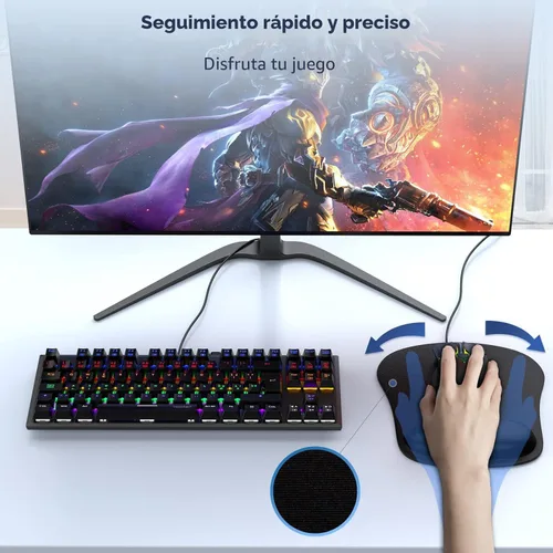 Miniatura 8 de TECKNET - Almohadilla para mouse con soporte de muñeca, ergonómica para videojuegos, alivio del dolor, portátil y cómoda, para computadora, Negro