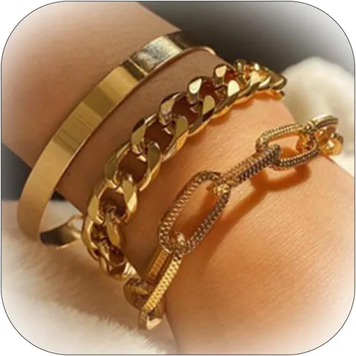 Miniatura 30 de Long tiantian Pulsera de oro gruesa para mujer, pulseras de oro delicadas, pulseras para mujer, pulseras apilables de eslabones de cadena