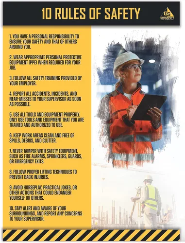 Miniatura 10 de GotSafety Póster de seguridad en el lugar de trabajo, 24 x 32 pulgadas, directrices claras para un entorno de trabajo seguro y saludable, carteles