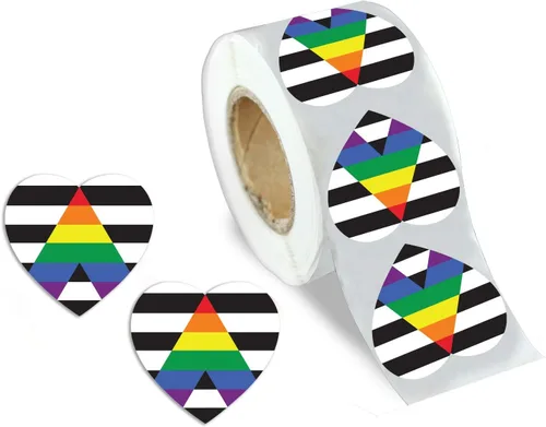 250 calcomanías de orgullo heterosexual de aliados/aliados LGBTQA – Calcomanías de bandera del orgullo de los aliados gay para conciencia, apoyo,