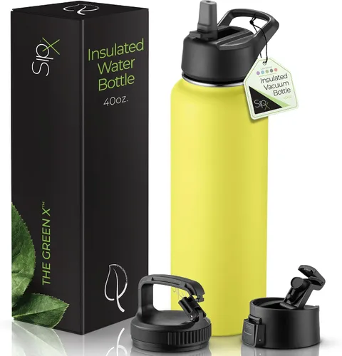Miniatura 56 de SIPX™ Botella de Agua Aislada de 18 oz con 3 Tapas – Acero Inoxidable a Prueba de Fugas, Triple Aislamiento – Frío 24 Horas/Caliente 12 Horas