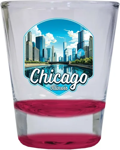 Miniatura 7 de Chicago Illinois A Souvenir - Vaso de chupito redondo transparente de 1.5 onzas Claro Individual