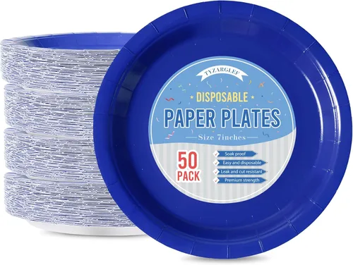 Miniatura 20 de Platos de Papel Desechables Negros, 50 Unidades Platos de Postre para Pastel de 7 Pulgadas a Granel para Suministros de Fiesta, Platos de Fiesta