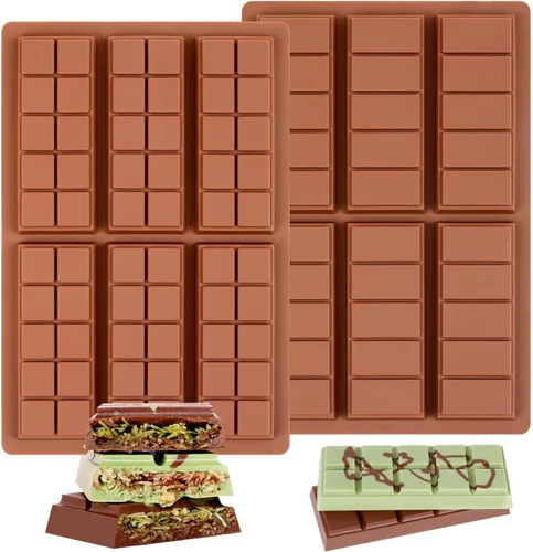 Molde de barra de chocolate – Moldes antiadherentes de silicona para chocolate, molde de barra de chocolate profundo Dubai de grado alimenticio para
