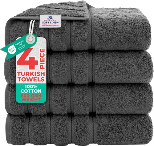 Miniatura 90 de American Soft Linen - Juego de 4 toallas, 100% de algodón turco, 27 x 54 pulgadas, tamaño extragrande, toallas para la ducha, color amarillo