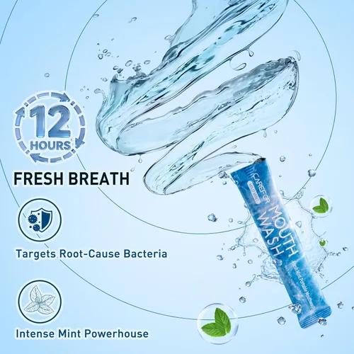 Miniatura 2 de Enjuague bucal tamaño de viaje, enjuague bucal portátil para aliento fresco, sin alcohol, sabor a menta helada, paquete mini – para llevar frescura