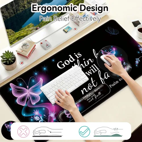 Miniatura 3 de Juego de alfombrillas de escritorio + teclado y alfombrilla para mouse con soporte para reposamuñecas, alfombrilla grande 4 en 1 para computadora