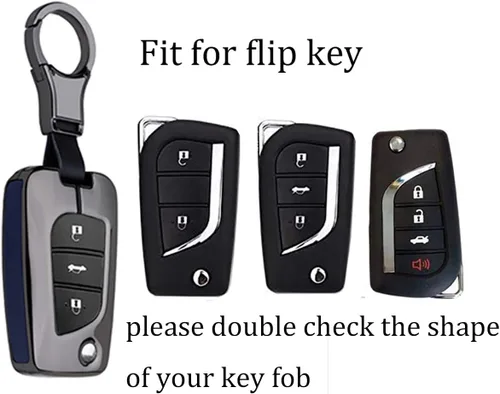 Miniatura 3 de ontto Funda para llavero compatible con Toyota Levin Camry Highlander, caja con tapa para control remoto, carcasa de metal, piel para llaves