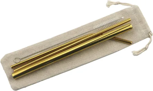 Miniatura 2 de Gugrida Pajitas de metal de acero inoxidable de 8.5 pulgadas, reutilizables, juego de 3 popotes – Cepillo de limpieza de color ultra largo