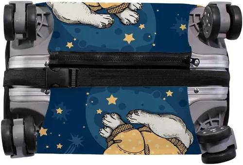 Miniatura 5 de Kuizee Funda para maleta, diseño de bulldog francés, cielo estrellado, azul, protector de equipaje de viaje, a prueba de polvo, elástico, duradero