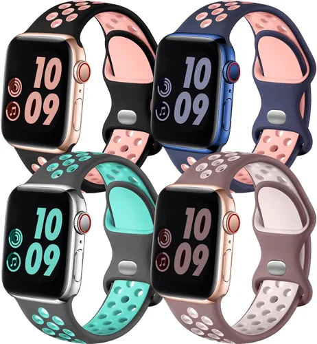 Miniatura 12 de Adorve 4 Pack Sport Bands Compatible with Apple Watch Bands for Men Women 49mm 46mm 45mm 44mm 42mm 41mm 40mm 38mm,Breathable Soft Silicone Strap for