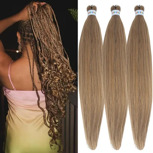Miniatura 56 de Cabello trenzado verde azulado preestirado, hipoalergénico, sintético, color azul aguamarina, para trenzas y giros, extensiones de cabello largo
