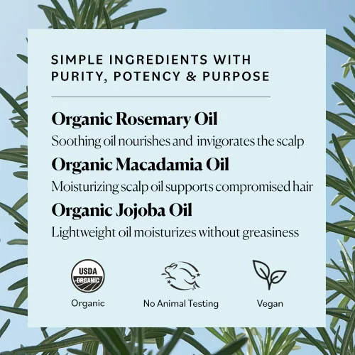 Miniatura 10 de Sky Organics - Aceite de romero orgánico con raíces fuertes - Suero para el crecimiento del cabello con macadamia, jojoba y aceites esenciales