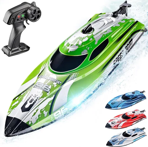 Miniatura 8 de BEZGAR Barco RC, Lancha a control remoto de 12 pulgadas para niños y adultos, barcos rápidos de velocidad RC de 25 KPH con batería de 700 mAh