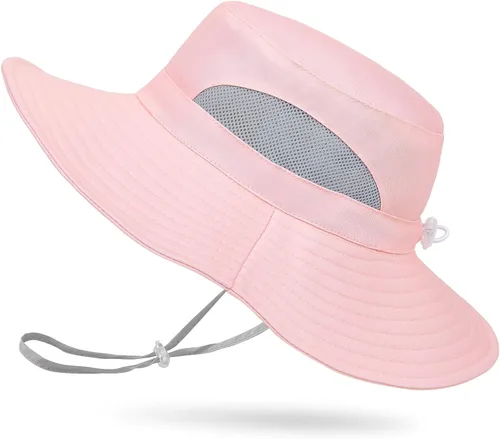 Miniatura 10 de Sombrero de sol para niñas de 2 a 8 años de malla con protección UV, sombrero de playa plegable para niñas de 2 a 8 años Azul