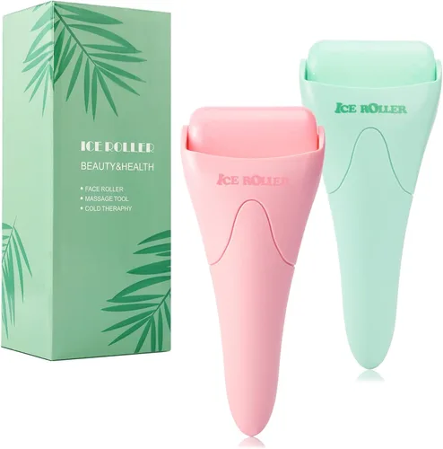Paquete de 2 rodillos de hielo para masaje facial y corporal, rodillo facial para el cuidado de la piel para reducir las arrugas y la hinchazón,