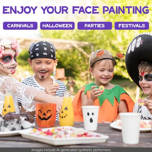 Miniatura 6 de OPHIR Kit de pintura facial profesional, kit de pintura facial para pastel dividido, pintura facial para niños arcoíris, 6 unicolores y 6 grupos
