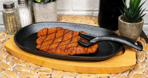 Miniatura 5 de Ebros - Sartén de hierro fundido de tamaño personal de 9.5 pulgadas de largo x 5.5 pulgadas de ancho, plato de fajita japonés con mango y base