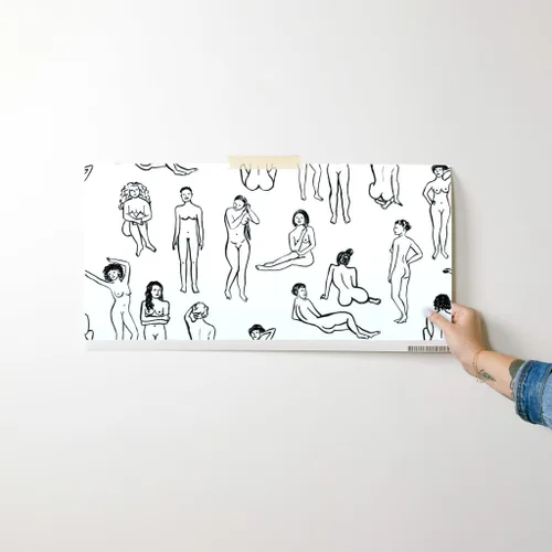 Miniatura 7 de Papel tapiz para despegar y pegar, para mujer, negro, blanco, niña, poder, vida, dibujo, cuerpo, salud, papel pintado extraíble personalizado por