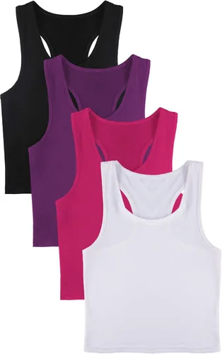 Miniatura 5 de Boao 4 camisetas básicas sin mangas de espalda cruzada para mujer