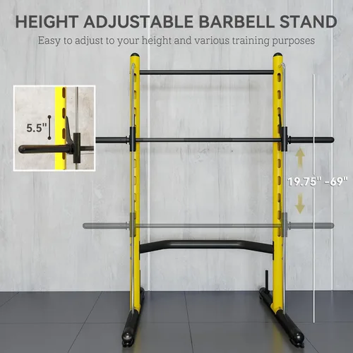 Miniatura 4 de Soozier Squat Rack with Pull-Up Bar, Adjustable Power Rack with Barbell Bar, Multi-Functional Steel Bench Press Rack for Home Gym Strength Training