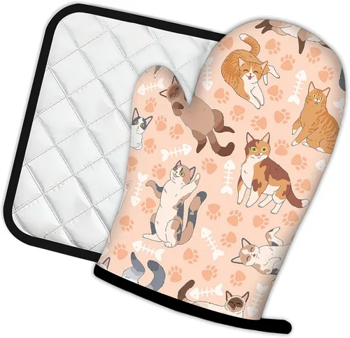 Miniatura 2 de Manoplas de horno de hongos y hojas y soportes para ollas de cocina, juego de 2 piezas, almohadilla resistente al calor para hornear, barbacoa