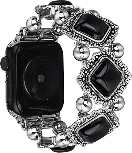 Miniatura 6 de Pulsera bohemia con cuentas compatible con Apple Watch Band para mujeres y hombres de 38/40/41/42/44/45/46/1.929 in, correa elástica estilo bohemio