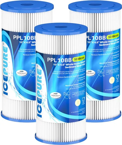 Miniatura 17 de ICEPURE Filtro de agua plisado de sedimento para toda la casa de 5 micrones de 10" x 4.5" de repuesto para GE FXHSC, Culligan R50-BBSA, Pentek