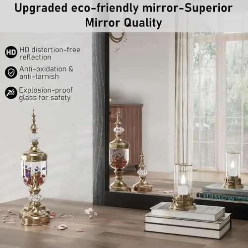 Miniatura 3 de Espejo Negro de Casa de Campo - Espejo Cuadrado de Baño con Marco de Madera de 24x36 Pulgadas para Tocador, Estilo Puerta de Granero Montado