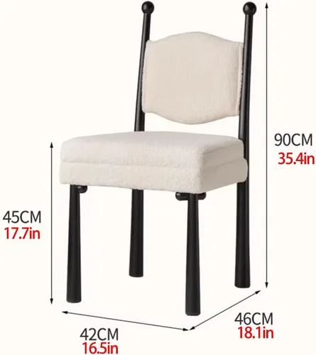 Miniatura 2 de Sillas de comedor de madera, sillas de cocina con material de lana de cordero, asiento tapizado, silla de sala de estar para estudio y comedor, sala