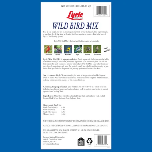 Miniatura 6 de Lyric Supreme Wild Bird Seed, mezcla de alimentos para pájaros silvestres con nueces y semillas de girasol, bolsa de 20 libras y mezcla de semillas