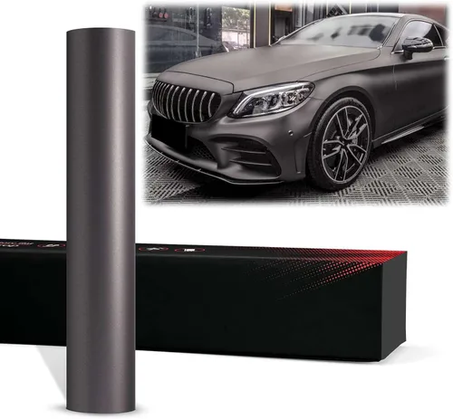 2 piezas de 4 x 8 pulgadas (3.9 in x 7.9 in) de selenita gris PET mate metálico vinilo adhesivo para auto auto hoja de película de película libre de