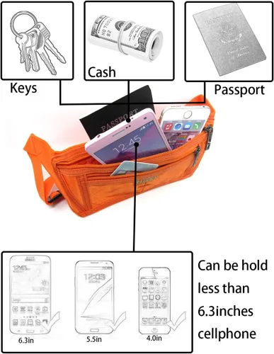 Miniatura 76 de Bolsa de cintura ultrafino con ranuras c/visualización para tarjeta de crédito, para deportes, aire libre, correr, caminar, viajes.