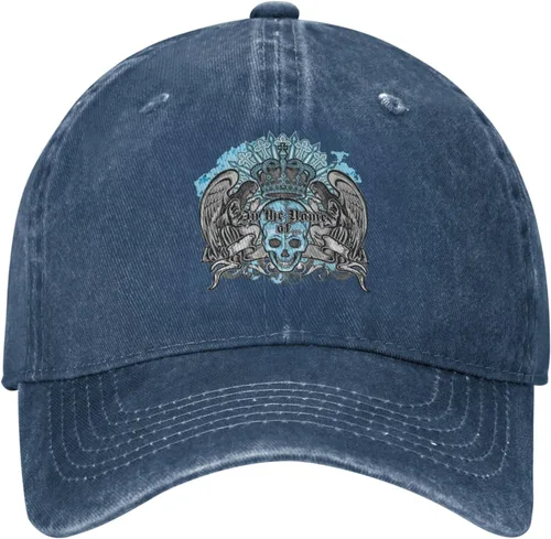 Miniatura 2 de Sombrero de vaquero de moda para hombre y mujer, ajustable para cuatro estaciones, gorra de béisbol del infierno con ángel, azul marino, Azul marino
