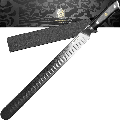 Miniatura 10 de KESSAKU Nakiri Cuchillo – 7 pulgadas – Serie Damascus Dynasty – Cuchillo asiático para verduras – Cuchillo de cocina afilado – Acero inoxidable