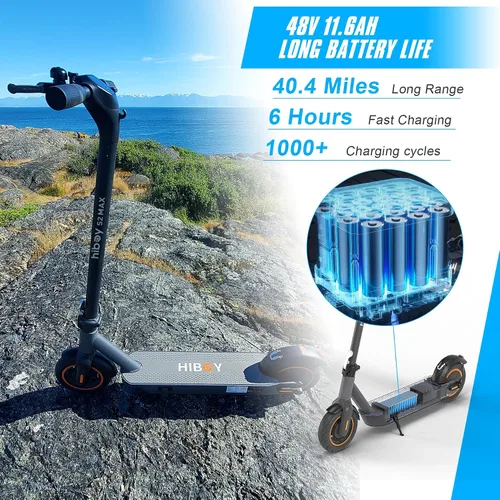Miniatura 3 de Hiboy S2/S2 Max Electric Scooter, 500W Motor, 10" Tires, 40.4 Miles Range E Scooter, 19 Mph Folding Commuter Electric Scooter for Adults & Dual
