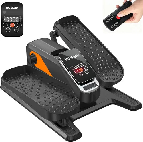 HOMGIM Máquina elíptica para debajo del escritorio, ejercitador de piernas motorizado silencioso con control remoto inteligente, programas manuales
