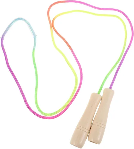 Adjustable Jump Rope with Wooden Handles Lightweight Skipping Rope for Fitness Workout Indoor Outdoor Use Suitable for Preschool and Elementary