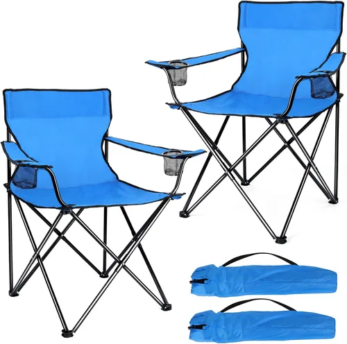 Miniatura 12 de Joyfair Silla de camping portátil, sillas plegables para césped al aire libre para adultos, sillas plegables grandes resistentes para playa, pesca