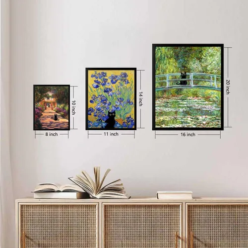 Miniatura 6 de Hamduker Cuadros de Arte de Pared de Gato Negro de Jardín Pósters Divertidos de Gato Preppy Decoración de Arte de Pared Galería de Granja Arte