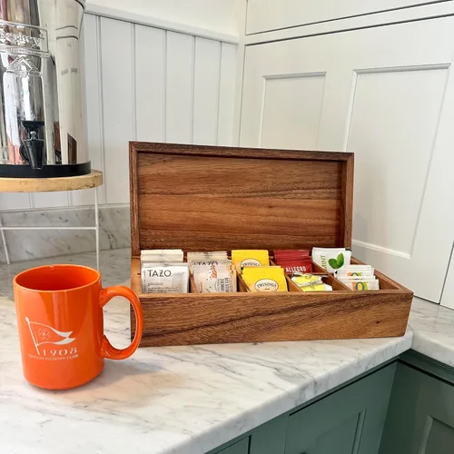 Miniatura 6 de Ironwood Gourmet Caja de té de madera de acacia, rectangular XL, con 10 compartimentos