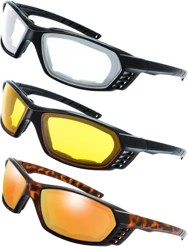 Miniatura 13 de Gafas de Motocicleta con Marco Acolchado y Lentes que Bloquean 100% UVB/UVB para Actividades al Aire Libre y Deportes 5-negro mate