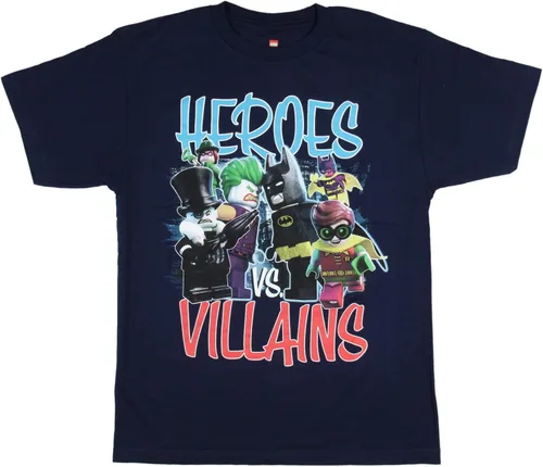 Miniatura 2 de LEGO Batman The Movie Boys Heroes Vs. Villains - Camiseta de personajes, Azul marino, Grande
