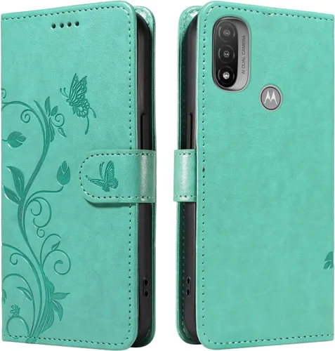 Miniatura 176 de Funda para Motorola Moto E22/E22i, piel sintética, con tarjetero y correa para la muñeca, a prueba de golpes, funda magnética para Motorola Moto Rojo