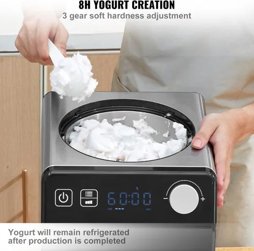 Miniatura 5 de VEVOR Máquina Automática Vertical de Helados con Compresor Incorporado, 1 Cuarto de Galón Sin Pre-congelación Fabricadora de Gelato y Máquina