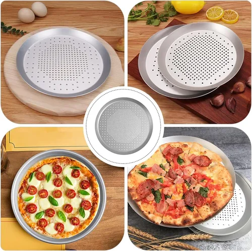 Miniatura 4 de DOITOOL Bandeja calefactora para pizza, bandeja perforada para pizza de 6 pulgadas, redonda para hornear, antiadherente, aleación de aluminio