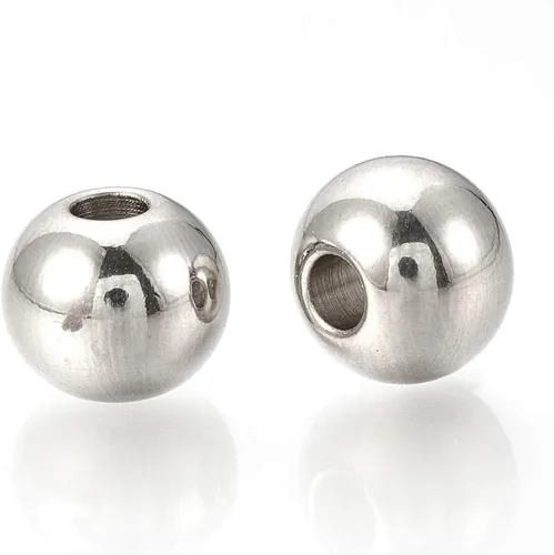 Miniatura 12 de Fashewelry 100 cuentas espaciadoras redondas de acero inoxidable Rondelle de 0.315 in pulido de metal liso para hacer joyas agujero: 0.138 in