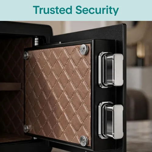 Miniatura 2 de Caja de seguridad biométrica con huella digital, acceso por código de teclado y llaves de respaldo, caja de seguridad digital de acceso rápido