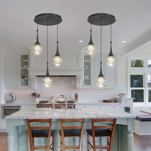 Miniatura 13 de Lámpara colgante Flashing God de oro con 1 luz en forma de lágrima y cristal, lámpara colgante integrada con burbuja de cristal para isla de cocina