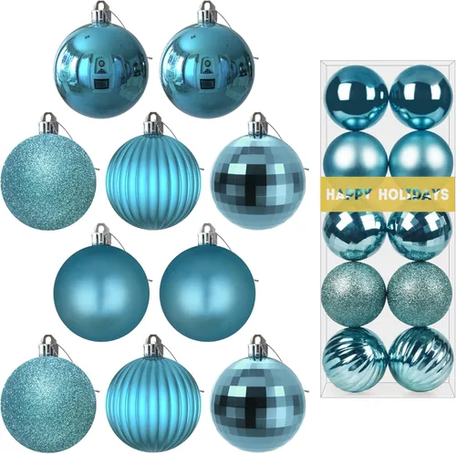 Bolas de Navidad Grandes de 3.2" en Azul Bebé - Adornos para Árbol de Navidad, Bolas Colgantes Inastillables para Cumpleaños, Halloween, Boda,